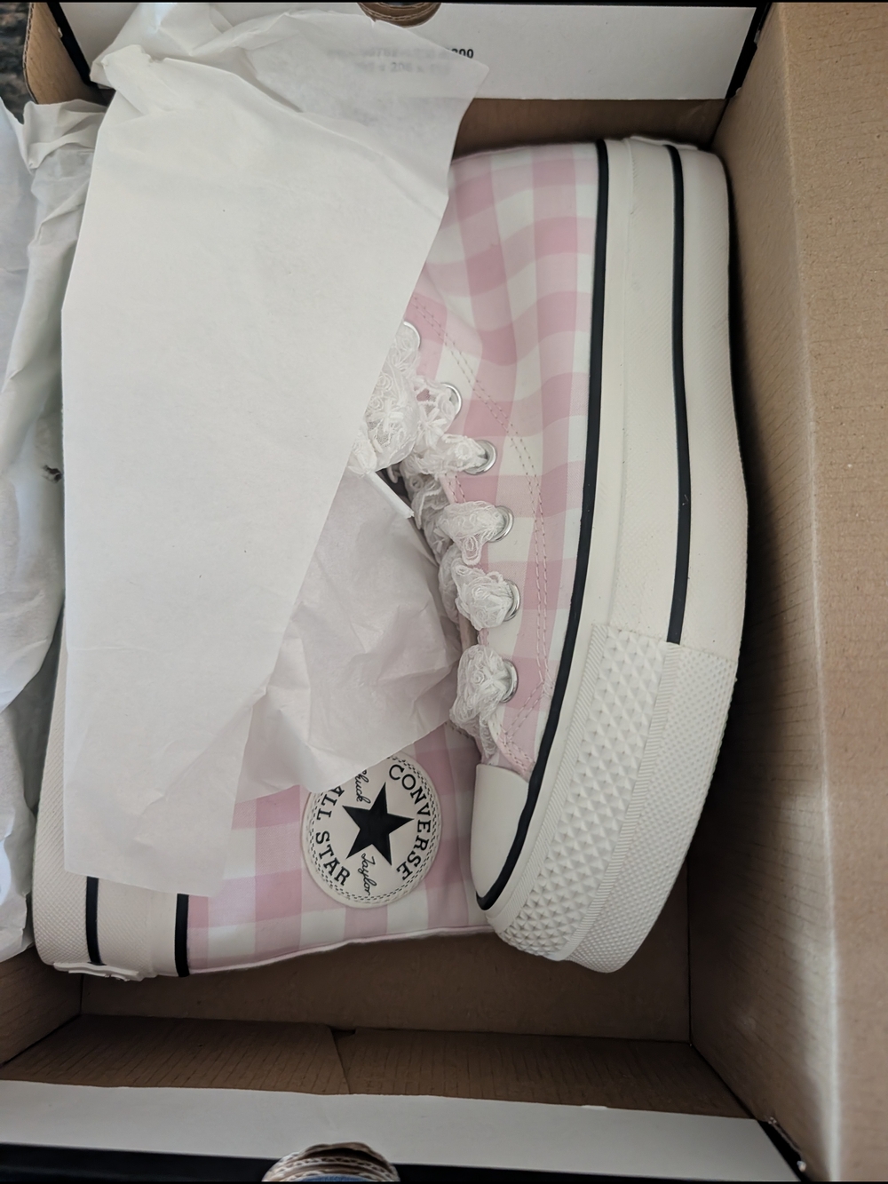 Converse Chuck Taylor All Star Platform Gingham Sneakers - Pink/White - Picture 1 of 3